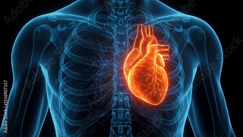 Human Anatomy Heart glowing x-ray 3d Medical illustration, Heart disease, Heart health	