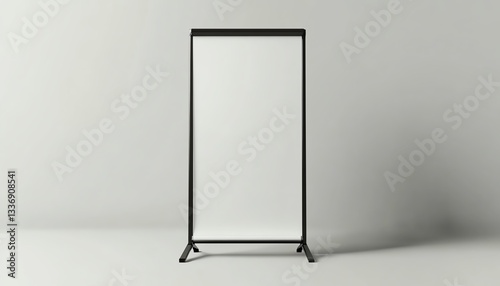 Blank rollup banner stand isolated on a white background, ideal for mockup and design template, with empty space for poster layout 3D Rendering