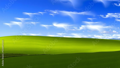 Green Grass, Blue Sky Background. Green grass, blue sky