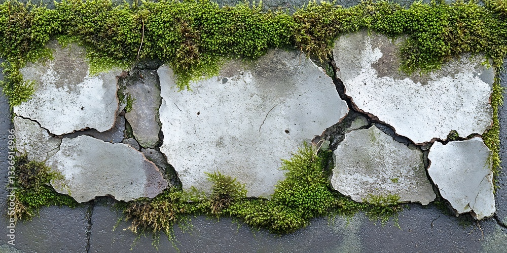 Mossy stone pavement detail
