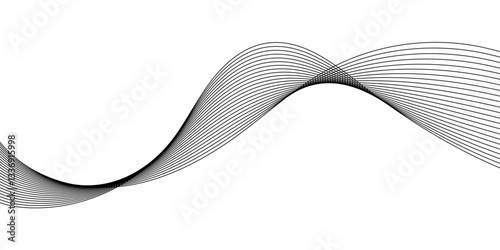 Abstract Curved Black and White Line Wave Background
