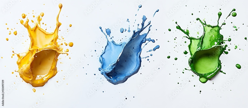 Colorful paint splashes on white