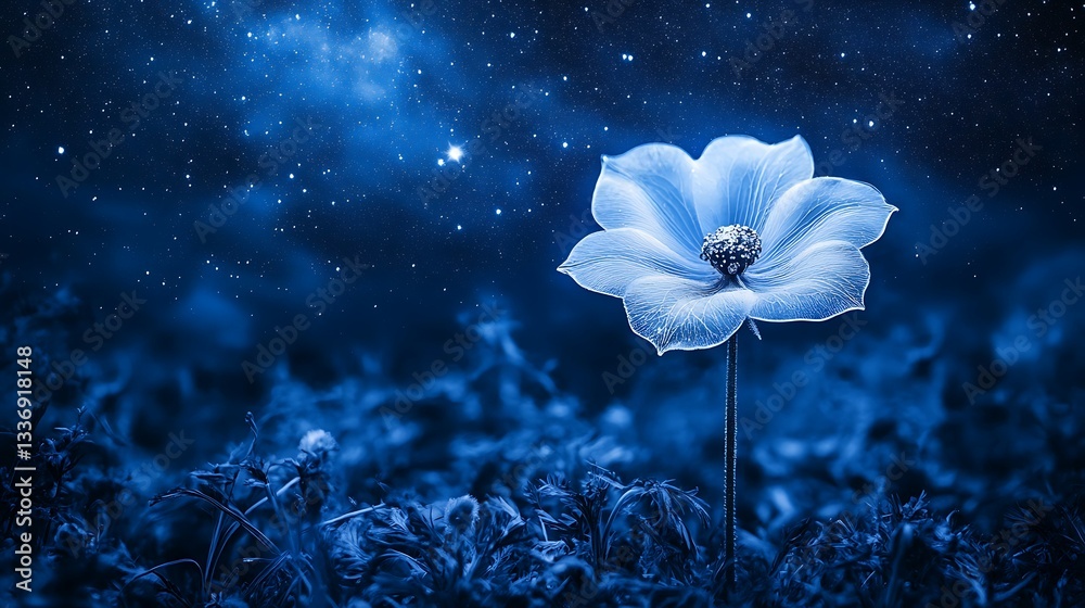 Night bloom, starlit sky, flower, garden