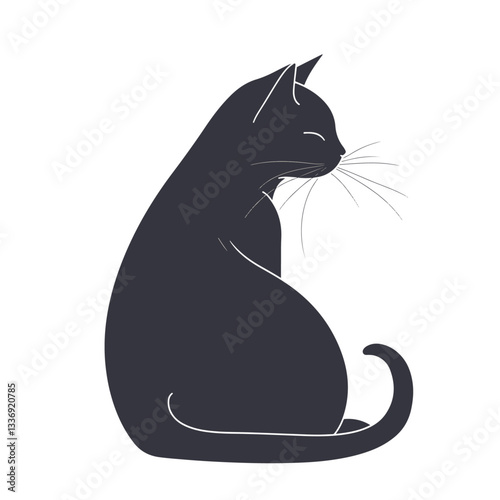 Wallpaper Mural Minimalist Black Cat Silhouette Illustration Torontodigital.ca