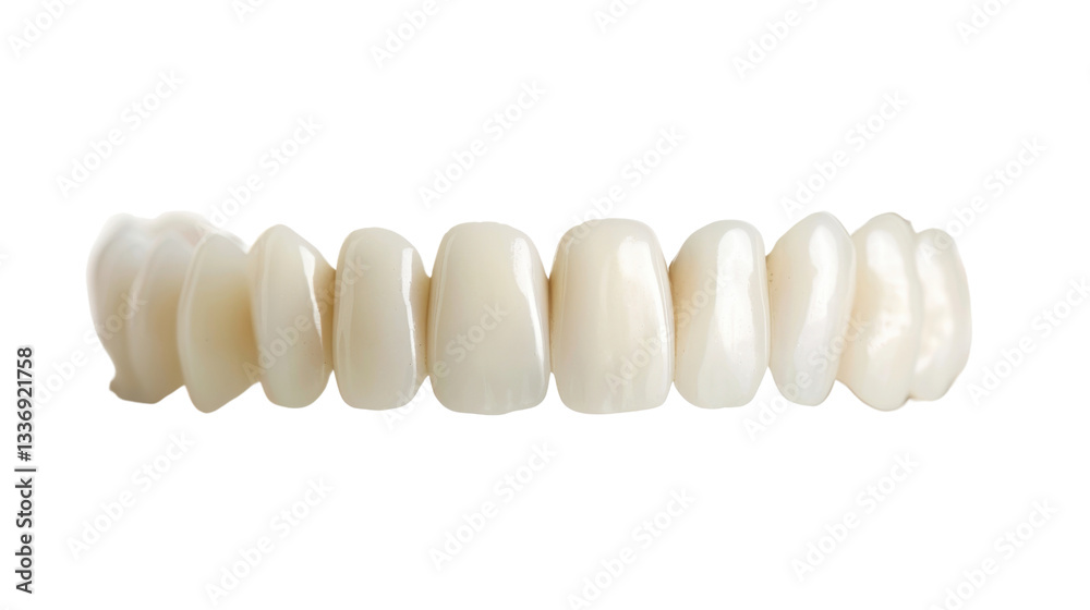 Set of perfect white veneers on transparent background representing dental health Set of perfect white veneers on transparent background representing dental health