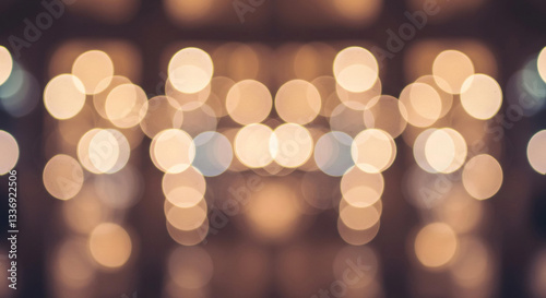 Abstract Warm Toned Bokeh Background Soft Focus Golden Lights Festive Blurred Illumination