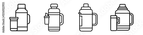 vintage thermos icon, vintage thermos line art - simple line art of vintage thermos, perfect for vintage thermos logos and icons