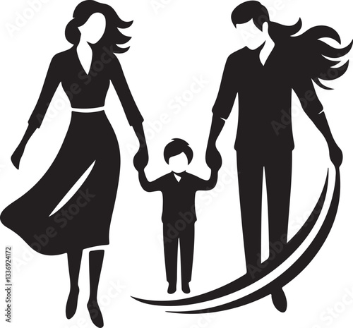Family relationships and maintaining brotherhood with everyone Silhouette design vector.