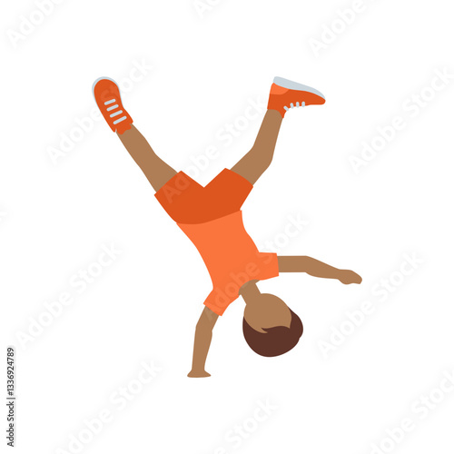 Person Doing a Cartwheel (Dark Skin Tone)
