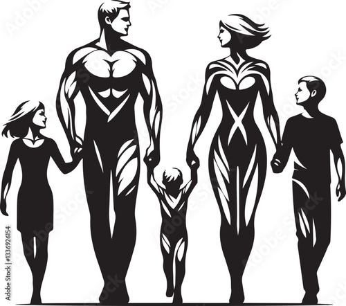Family relationships and maintaining brotherhood with everyone Silhouette design vector.