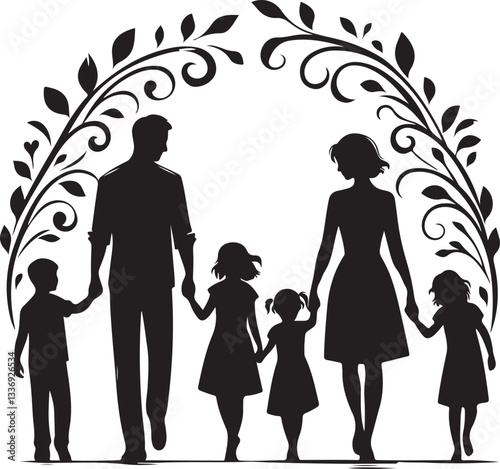 Family relationships and maintaining brotherhood with everyone Silhouette design vector.