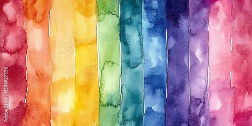 Obraz na płótnie Rainbow watercolor stripes, abstract art w salonie