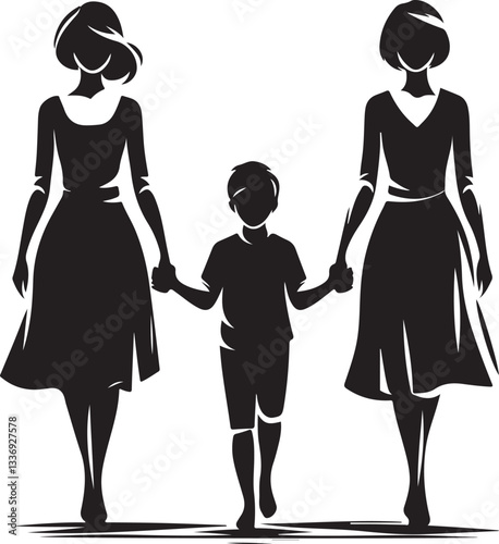 Family relationships and maintaining brotherhood with everyone Silhouette design vector.