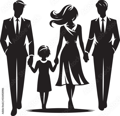 Family relationships and maintaining brotherhood with everyone Silhouette design vector.