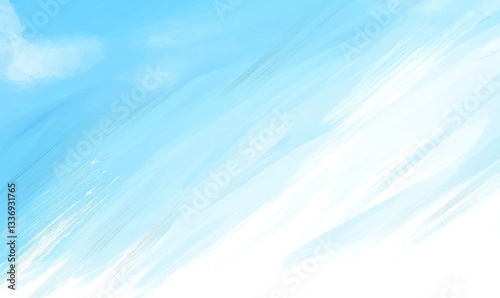 Ethereal sky painting fading into white. Light blue brushstrokes create dreamy, airy feel