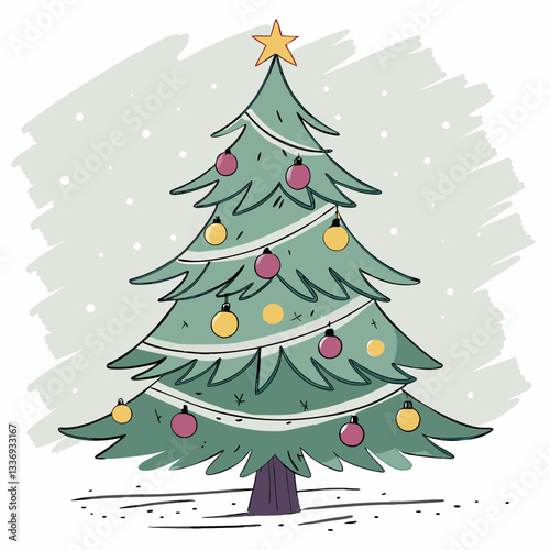 Christmas tree illustration for celebrating Christmas month