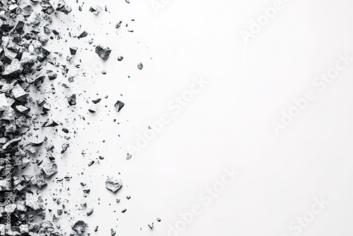 Abstract Grey Stone Fragments on White Background Modern Minimalist Design