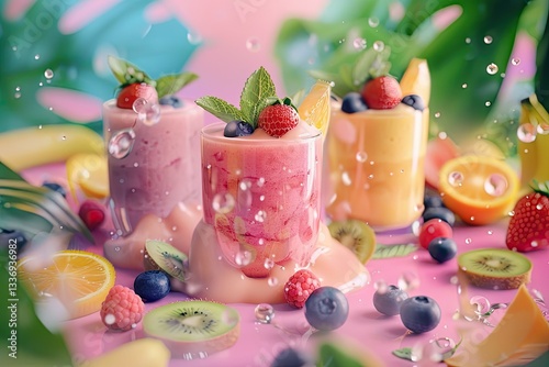 Premium Quality Image of Creative Layout of Fresh Smoothies