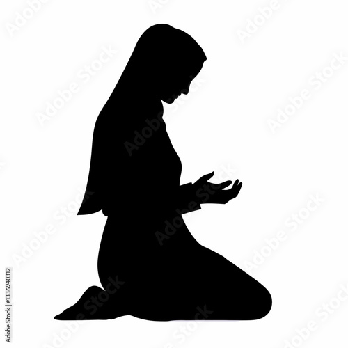 vector illustration of a Muslim woman in silhouette, wearing a hijab