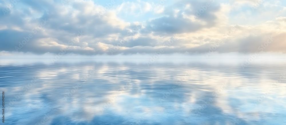 Fototapeta premium Calm water reflecting cloudy sky
