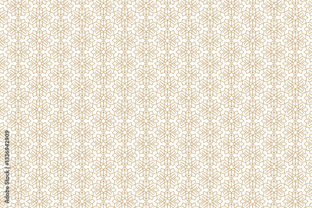Fototapeta premium Elegant Islamic Geometric Gold Pattern on White Background