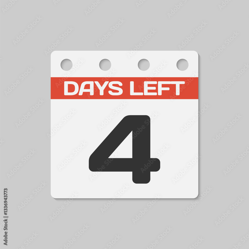 Countdown daily page calendar icon - 4 days left Countdown daily page calendar icon - 4 days left