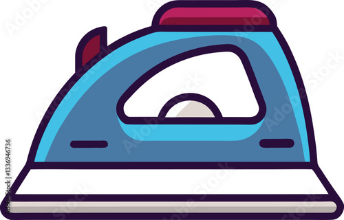Ironing Iron Vector Illustration, A vector illustration of a modern ironing iron, ideal for household and home appliance-themed designs.
