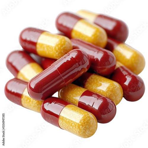 Pharmaceutical capsules on a transparent background health concept close-up