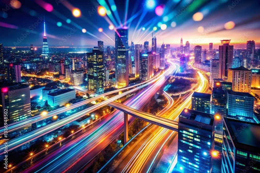 Fototapeta premium Abstract Aerial Cityscape: Blurred Urban Texture, Generative AI Art