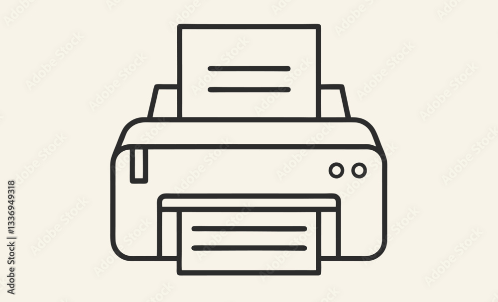 Printer outline vector, home printer line drawing illustration Printer outline vector, home printer line drawing illustration