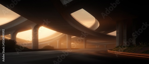 Sunrise Underneath Highway Overpass