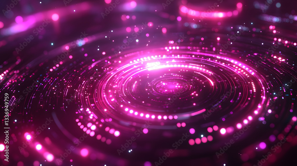 Obraz premium Vibrant Cosmic Swirl of Pink and Purple Light With Luminous Dots in a Swirling Pattern Capturing the Essence of a Stellar Phenomenon