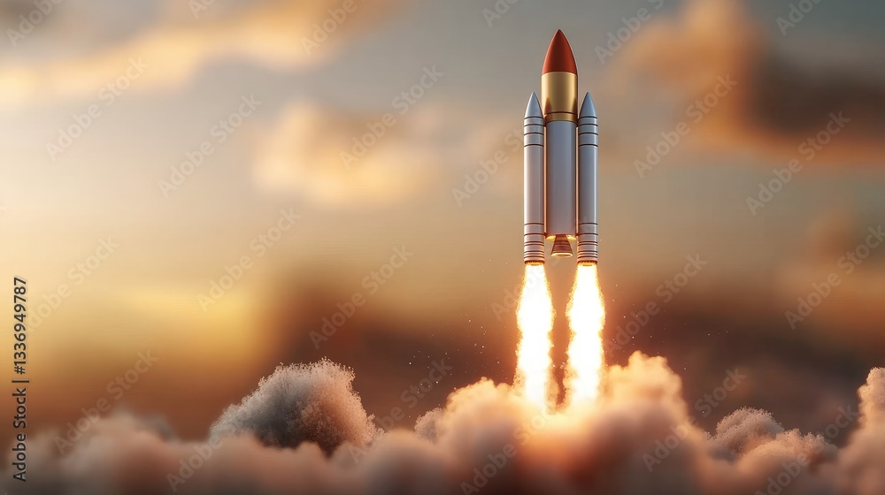 A 3D-rendered animation of a spaceship launching into deep space A 3D-rendered animation of a spaceship launching into deep space