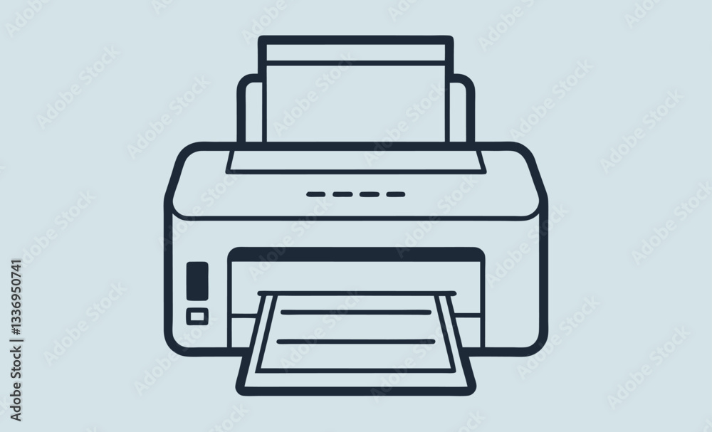 Printer outline vector, home printer line drawing illustration Printer outline vector, home printer line drawing illustration