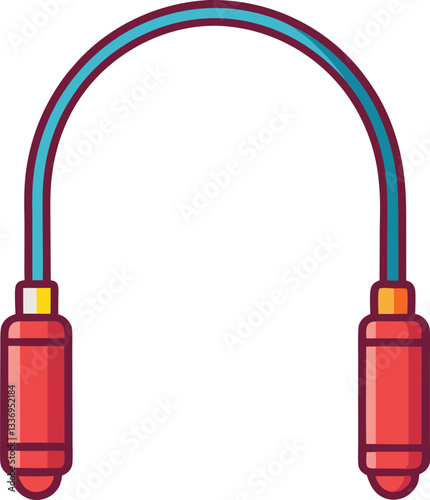 Jump Rope Vector Illustration for Fitness and Exercise, Colorful jump rope vector illustration with red handles and a curved blue cable, ideal for fitness, exercise, sports, and training designs.  
