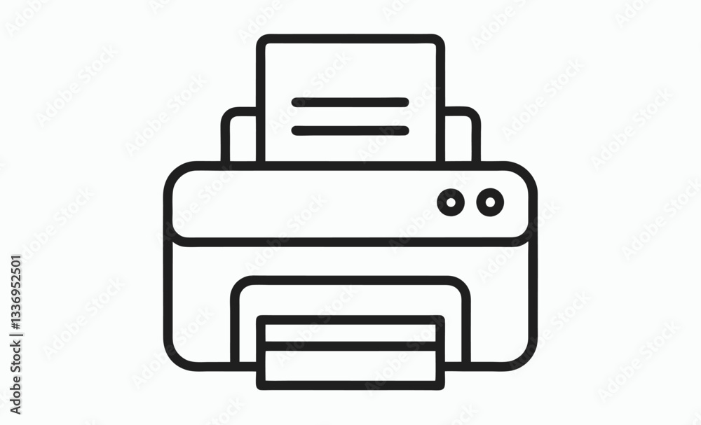 Printer outline vector, home printer line drawing illustration Printer outline vector, home printer line drawing illustration