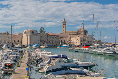Obraz na płótnie Vue sur la Basilica Cattedrale di Maria Santissima, depuis le port de Trani, dans les Pouilles, Italie w salonie