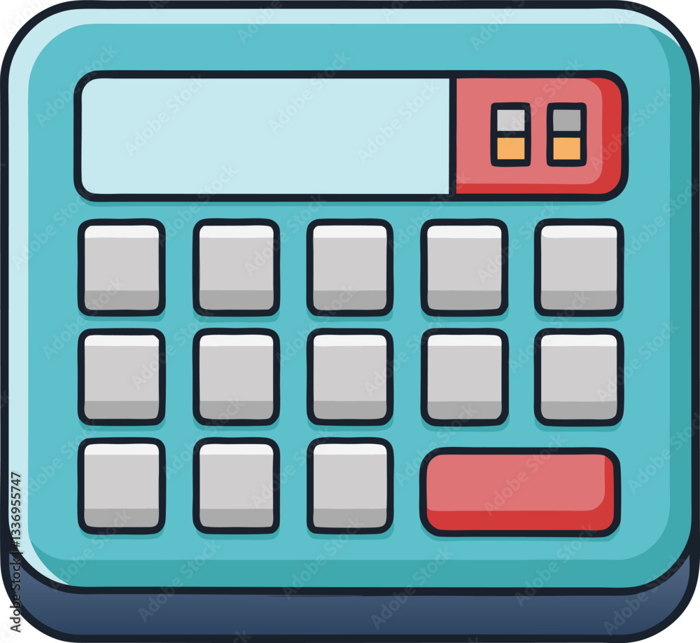 Vector illustration of a compact calculator, A clean vector design of a compact calculator with colorful buttons, suitable for office, education, and everyday use.
Vector illustration of a compact calculator, A clean vector design of a compact calculator with colorful buttons, suitable for office, education, and everyday use.