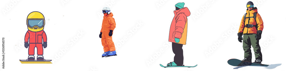 Snowboarders Winter Scene (1) isolated on white or transparent Snowboarders Winter Scene (1) isolated on white or transparent