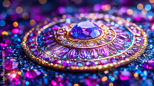 Ethereal Astrology Wheel Glowing in Deep Purple Hues Amidst a Starry Backdrop Beckons Insight Into Cosmic Energies and Personal Destinies photo