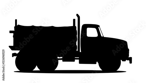 Silhouette of a Log truck against a transparent background  