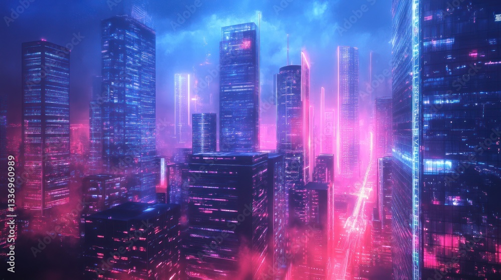 Neon Cityscape: A Futuristic Metropolis at Night Neon Cityscape: A Futuristic Metropolis at Night