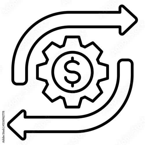 Cash Flow Outline Icon
