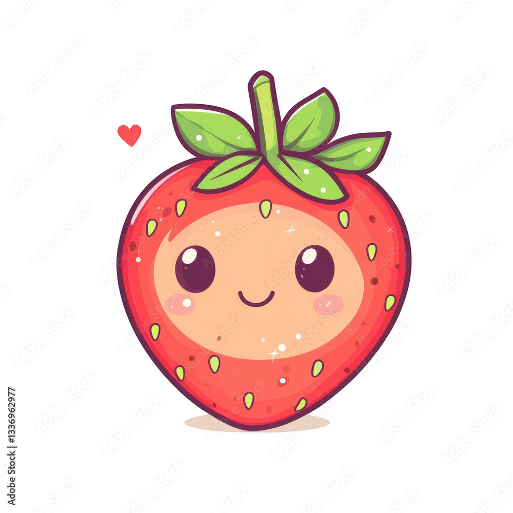 custom made wallpaper toronto digitalCute and Happy Cartoon Strawberry Character with Heart Design