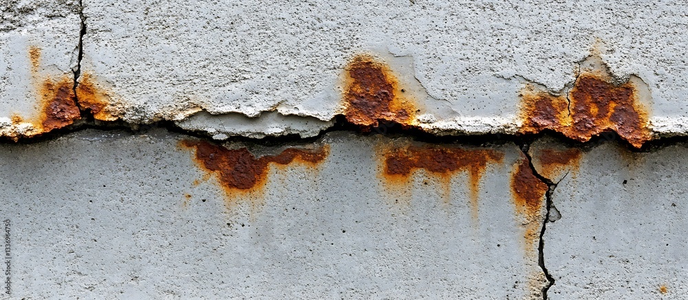 Cracked, rusty concrete wall texture