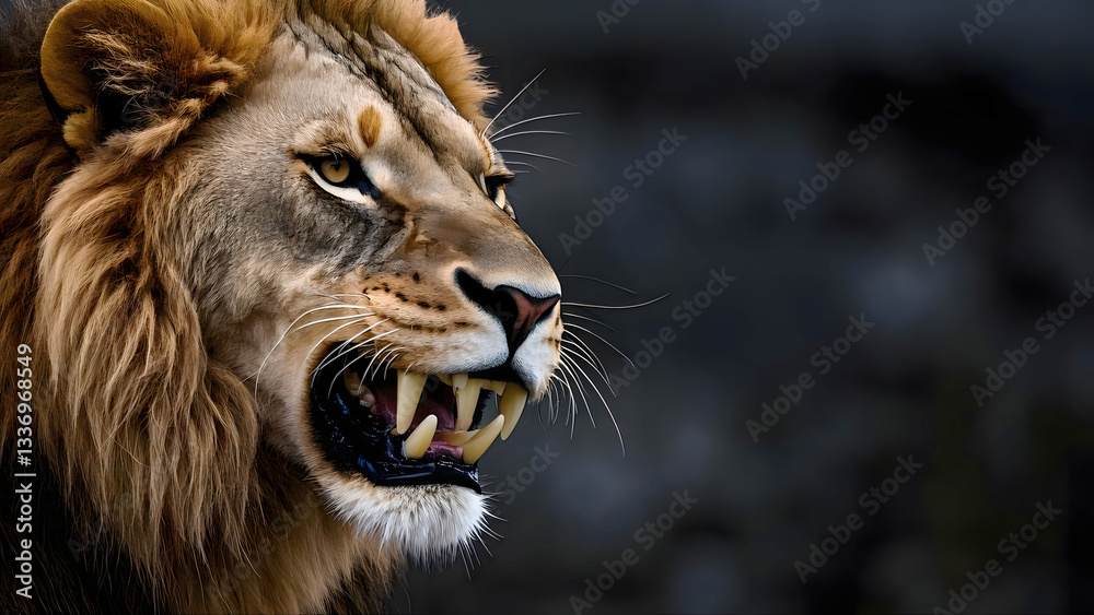 Fototapeta premium Extreme close up lion fang