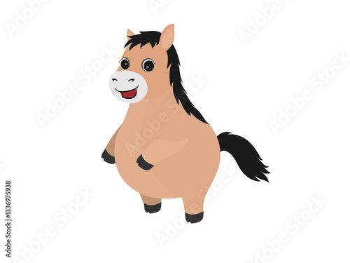 Brown horse on white background.