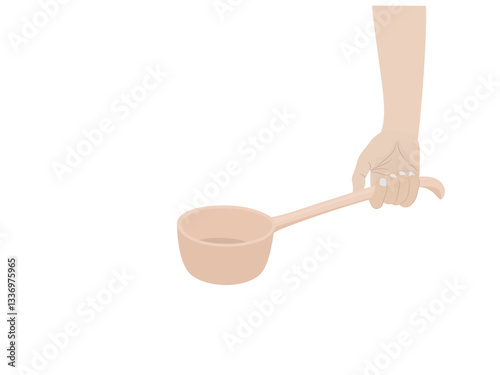 A dipper with a handle.