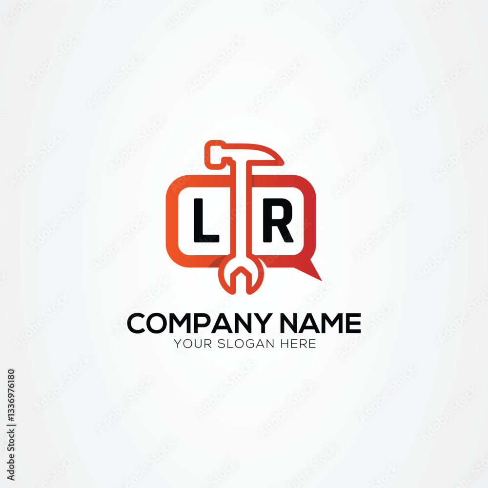Services Icon or Chat Logo With Letter LR Logo Isolated Vector Illustration
