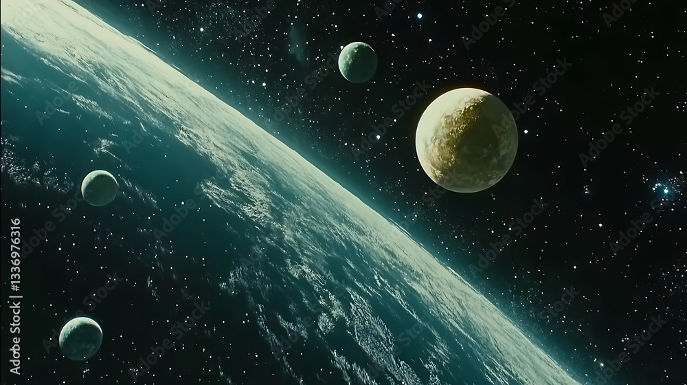 Planet view, space, cosmic, celestial bodies